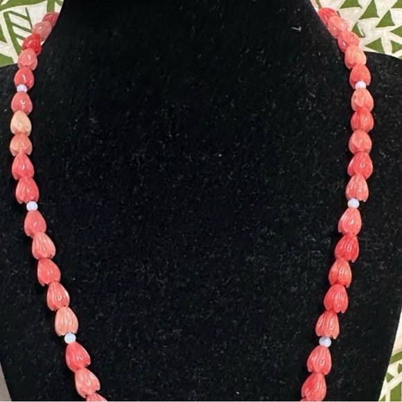 Coral Pink Pikake Flower & Edison Pearl Necklace w/.925 SS Handmade in Maui N65. - Picture 6 of 10